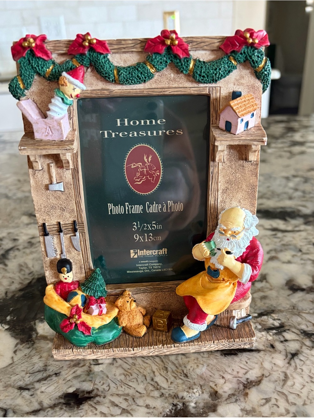 Santa Workshop Christmas Photo Frame - Red, Green, Gold